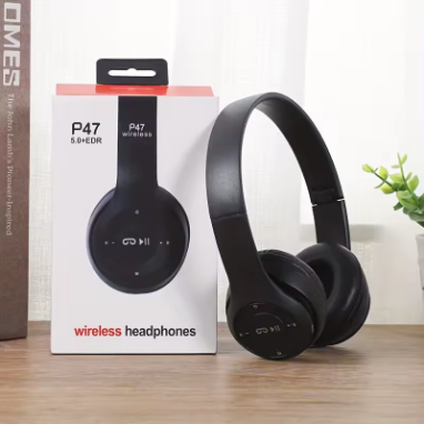 Bluetooth 5.0 Stereo P47 Headset, Jogo Desportivo Sem Fio, Série Dobrável, iPhone, Xiaomi